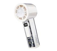 Compact Rechargeable Handheld Fan with Clear Look, Portable Desk and Travel Cooling Fan with Display Use Daily Portable Handheld Rechargeable Cooling Digital Display Two Button Control Body Abs