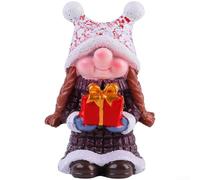 Compact Resin Christmas Gnome Ornament with Santa Hat, Modern Minimalist Tabletop Decoration Featuring Whimsical Cartoon Style for Holiday Display (Z2-29 Women)