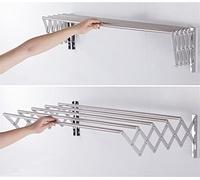 Compact Retractable Wall-Mounted Aluminum Accordion Drying Rack Extra Large Towel Holder Silver 50cm - Space-Saving Laundry Solution for Home