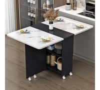 Compact Rolling Dining Table with Storage 6 Wheels Drop Leaf Design for Small Spaces Kitchen & Dining Room Open Shelf 100CM x 50CM