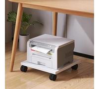 Compact Rolling Printer Stand with Wheels White Under-Desk Printer Cart Low Printer Shelf for Mini 3D Printers Mobile Office Storage Solution