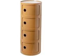 Compact Round Bedside Table 4-Tier Slim Nightstand for Bedroom & Bathroom - Small Corner Console Storage Unit in Teeth Yellow Stylish & Functional Design