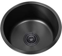 Compact Round Black Stainless Steel Kitchen Sink - Single Bowl with Drain Assembly (28cm) - Modern Design for Space-Saving & Easy to Clean