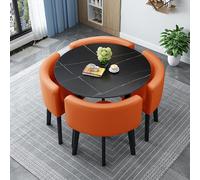 Compact Round Conference Table Set for 4, Stylish Kitchen Dining Table & Chairs for Small Spaces, Ideal Office Reception & Lounge Furniture for Meetings and Dining (Size: StyleJ)