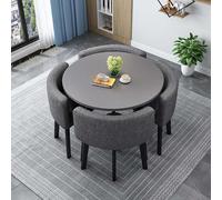 Compact Round Dining Table Set - 4 Space-Saving Chairs for Club or Office Reception - 90cm Small Dining Solution for Limited Spaces