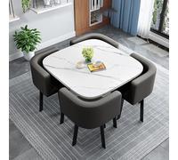 Compact Round Dining Table Set for 4, Modern Square Kitchen Table with 4 Chairs, Perfect for Small Spaces, Ideal for Dining Room and Kitchen Use.