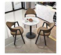 Compact Round Dining Table Set with 3 Chairs - Versatile Coffee Table & Lounge Chair for Office Reception & Living Room Stylish Dark Color Space-Saving Design