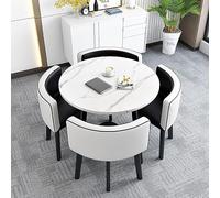 Compact Round Dining Table Set with 4 Stacking Chairs Easy Assembly Ideal for Small Spaces Perfect for Office Reception or Club Room