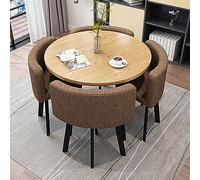 Compact Round Dining Table Set with 4 Stacking Chairs Easy Assembly SpaceSaving Design for Office Reception or Living Room Stylish and Versatile Furniture