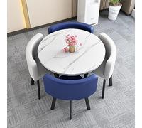 Compact Round Dining Table Set with 4 Stacking Chairs Easy Assembly SpaceSaving Design Perfect for Office Reception or Dining Room Stylish and Functional