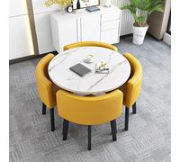 Compact Round Dining Table Set with 4 Stacking Chairs SpaceSaving Design for Office Reception or Living Room Easy Assembly Stylish Club Table for Small Spaces