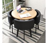 Compact Round Dining Table Set with 4 Stacking Chairs SpaceSaving Furniture for Living Room Easy Assembly Ideal for Small Spaces and Office Reception Areas