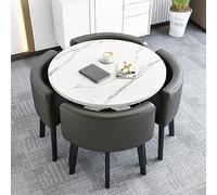 Compact Round Dining Table Set with 4 Stacking Chairs SpaceSaving Furniture for Office Reception Easy Assembly Stylish Club Table for Small Spaces