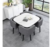 Compact Round Dining Table with Marble Effect & Space-Saving Chairs Ideal for Office & Various Scenarios 29.75 x 75 cm (W x H) - Stylish & Functional