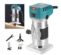 Compact Router, Trim Router Wood Palm Router Tool Kit, Electric Wood Trimmer Laminate Milling Engraving Hand Machine Joiner Tool Trimmer for Slotting Trimming Carving 800W 30000R/MIN