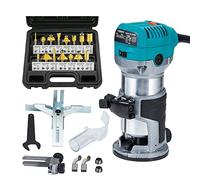 Compact Router with Trimmer/Fixed Base, Variable Speed Trim Router Palm Router Laminate Trimmer, 1/4" 710W Electric Wood Router Tool Kit with 15 Router Bits for Woodworking