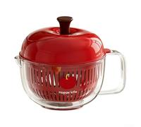 Compact Salad Washer 17x21cm Space Saving Design(red) | Fun fruit shape, red green white colors, cheerful kitchen decor, fast drying action, playful aesthetics