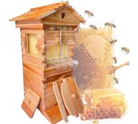 Compact Self-Flow Beehive Starter Kit, Automatic Wooden Hive Box with Observation Window, for Small Gardens and Beginner Beekeepers
