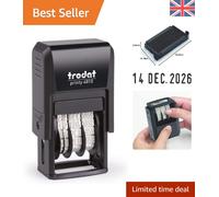 Compact Self-Inking Date Stamp with Adjustable Wheels - 20 x 3.8mm Impressions