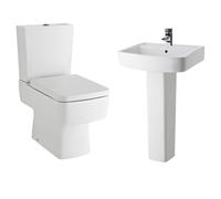 Compact Semi Flush to Wall Toilet Cistern Seat Basin Full Pedestal Balterley White One Size