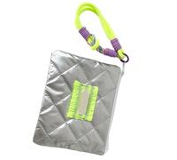 Compact Silver Embossed Cosmetic Bag with Lanyard for Travel Essentials Student Makeup Organizer