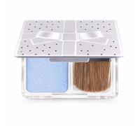 Compact Single Translucent Blue Shimmery Eyeshadow Palette for Dimensional Cool-Toned Makeup - Includes Dense Brush for Precise Application, Ideal for Creative Looks and Touch-Ups