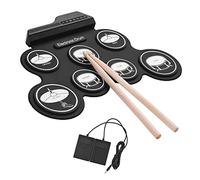 Compact Size USB Roll-Up Silicon Drum Set Electronic Drum Kit 7 Drum Pads with Drumsticks and Foot Pedals for Beginners, Children, Kids