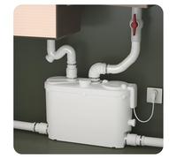 Compact Slim Macerator Grinder Pump for Upflush System, 8m Vertical and 100m Horizontal Discharge, 32mm Outlet, Designed for Kitchen Sink, Shower, Washing Machine, IPX4 Rated, Grey Water Pump