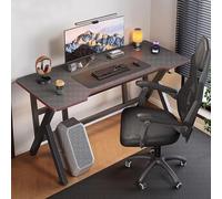 Compact Small Computer Desk for Home Office - Executive Writing Workstation & Gaming Table with Headphone Hooks Modern Study Furniture (Black)