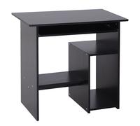 Compact Small Computer Table Wooden Desk Keyboard Tray Storage Shelf Modern Corner Table Home Office Black
