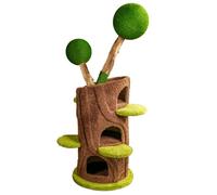 Compact Solid Wood Cat Tree & Condo - Vertical Space-Saving Cat Tower with Soft Peach-Plush Nook, Sturdy Sisal Scratching Posts, Multi-Cat Shared Levels, Non-Toxic Finish (53.1")