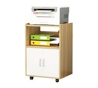 Compact Solid Wood Filing Cabinet on Wheels Rounded Corners Small Office Storage Printer Cart Light Walnut Finish Ideal for Home & Office nization