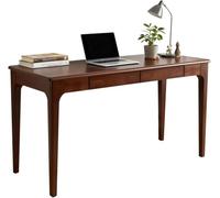 Compact Solid Wood Writing Desk with Drawers - Multi-Functional Study & Gaming Table for Home Office & Bedroom, 120cm, Ideal for Students & Small Spaces (Nut Finish)