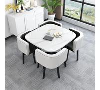 Compact Square Dining Table Set with 4 Chairs Space Saving Kitchen Furniture Modern Conference Table for Small Spaces Ideal for Dining and Meetings