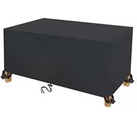 Compact Square Furniture Cover 420D Oxford Fabric Waterproof Windproof Dustproof Anti UV for Small Garden Tables(Black,360x100x85cm)
