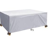 Compact Square Furniture Cover 420D Oxford Fabric Waterproof Windproof Dustproof Anti UV for Small Garden Tables(Silver,360x100x75cm)