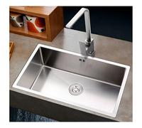 Compact Stainless Steel Kitchen Sink - Single Bowl Mini Basin with Drain Fittings Drop-in/Undermount Design for Utility Room Bar Pub Basement Silver 55x40cm