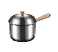 Compact Stainless Steel Milk Pot with Wooden Handle, for Boiling Milk, Heating Sauces, and Cooking Small Meals, Featuring Thick Bottom for Even Heat (800ML)