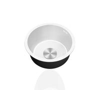 Compact Stainless Steel Round Mini Kitchen Sink 45cm, Single Bowl with Drainer & Overflow, Ideal for Campervans, Caravans, Bars & Restaurants, Undermount/Topmount Options
