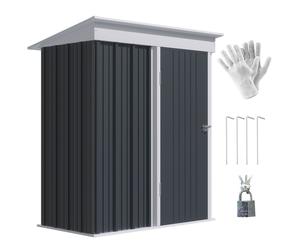 Compact Steel Bike Shed, Lockable Lean-to Design, Adjustable Shelf, 5x3
