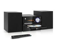 Compact Stereo System, 3-Piece CD Shelf System Home Bluetooth Speaker with CD DVD Player/FM Radio/AUX Input/USB Input/MIC Input/RCA Output, Retro Look Premium 30W Sound System for TV (DVD-802, Black)