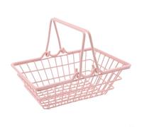 Compact Storage Basket for Pink Girl Desktop, Suitable for Cosmetics Jewelry and Small Sundries with Decorative Ribbon Bow (Small)