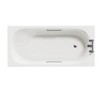 Compact Straight Single Ended Bath with Chrome Hand Grips | White | Acrylic | 1500mm x 700mm
