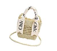 Compact Straw Handbag with Unique Ribbon Detailing Shoulder Crossbody Bag Satchel Suitable for Parties and Dates Vacation Handbag