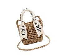 Compact Straw Handbag with Unique Ribbon Detailing Shoulder Crossbody Bag Satchel Suitable for Parties and Dates Vacation Handbag
