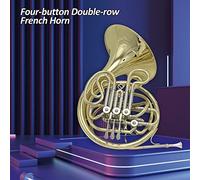 Compact Structure Strong Resonance Fuller Tone -Copper Key Combination Thickened Canvas Fabric French Horn, 4 Key Double Row For Beginners Examinations, Suitable