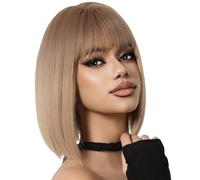 Compact Styled Hairpiece - Natural Black Bob, High Lighted Wig | sturdy High Qualityy Fashionable Heat Safe Blonde Cut, Uniquee Artificial Instant Style Upgrade Accessory For Everyday Wear Ladies