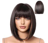 Compact Styled Hairpiece - Natural Black Bob, High Lighted Wig | Uniquee Artificial Instant Style Upgrade Accessory, sturdy High Qualityy Fashionable Heat Safe Blonde Cut For Everyday Wear Ladies