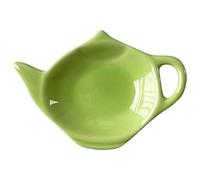Compact Teapot Shaped Ceramic Dish, Multi-Use Tea Bag Holder & Small Serving Plate, Decorative Dish for Tea Time, 12x8.7cm (Green, 12 * 8.7)