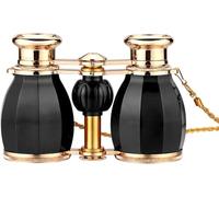 Compact Theater Binoculars Glasses,Metal Mini Vintage Fashion Portable,With Chain,for Stage Performances Sightseeing Live Shows,4X30,Black